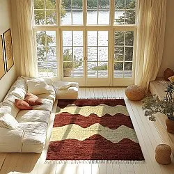 Tappeto A Pelo Lungo - Amira Natural Cotton Shaggy (rosso/beige)