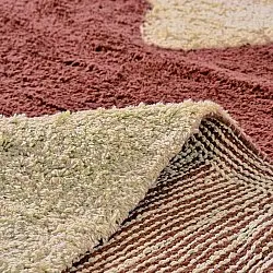 Tappeto rotondo - Amira Natural Cotton Shaggy (rosso/beige)