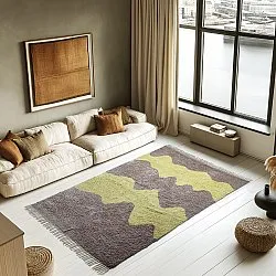 Tappeto A Pelo Lungo - Amira Natural Cotton Shaggy (tortora/giallo)