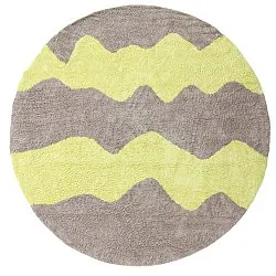 Tappeto rotondo - Amira Natural Cotton Shaggy (tortora/giallo)