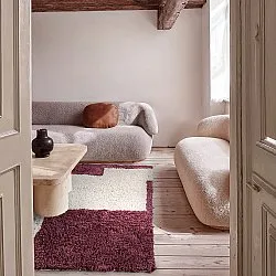 Tappeto A Pelo Lungo - Begur Natural Cotton Shaggy (bianco sporco/bordeaux)