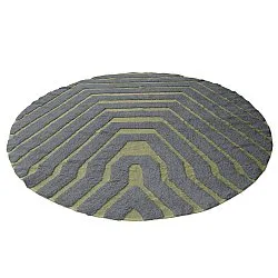 Tappeto rotondo - Callista Natural Cotton Shaggy (nero/verde)