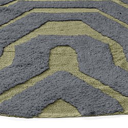Tappeto rotondo - Callista Natural Cotton Shaggy (nero/verde)