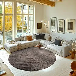 Tappeti rotondi - Conara Natural Cotton Shaggy (tortora)