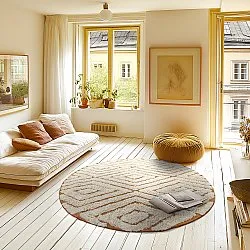 Tappeti rotondi - Holwell Natural Cotton Shaggy (bianco sporco/marrone)
