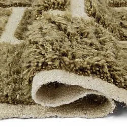 Tappeto A Pelo Lungo - Leknes Hand Woven Wool Shaggy (verde)