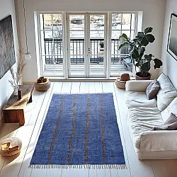 Tappeto A Pelo Lungo - Leora Natural Cotton Shaggy (blu/marrone)