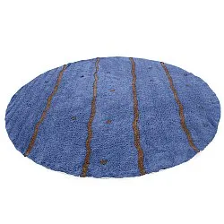 Tappeto rotondo - Leora Natural Cotton Shaggy (blu/marrone)