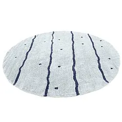 Tappeto rotondo - Leora Natural Cotton Shaggy (grigio/blu)