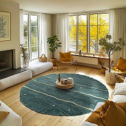 Tappeto rotondo - Leora Natural Cotton Shaggy (verde)