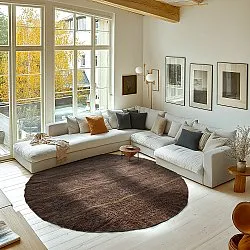 Tappeto rotondo - Leora Natural Cotton Shaggy (marrone/oliva)
