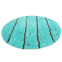 Tappeto rotondo - Leora Natural Cotton Shaggy (turchese/marrone)