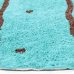 Tappeto rotondo - Leora Natural Cotton Shaggy (turchese/marrone)