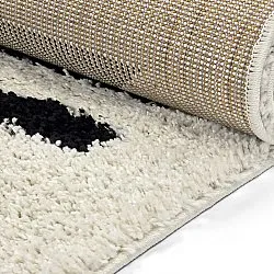 Tappeto A Pelo Lungo - Maron (bianco/nero)