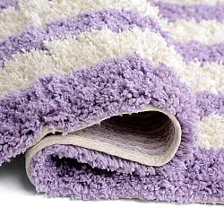 Tappeto A Pelo Lungo - Thira Stripe Cotton Shaggy (crema/viola chiaro)