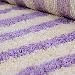 Tappeto A Pelo Lungo - Thira Stripe Cotton Shaggy (crema/viola chiaro)