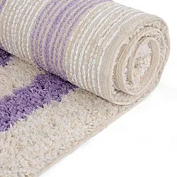 Tappeto A Pelo Lungo - Thira Stripe Cotton Shaggy (crema/viola chiaro)