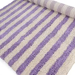 Tappeto A Pelo Lungo - Thira Stripe Cotton Shaggy (crema/viola chiaro)
