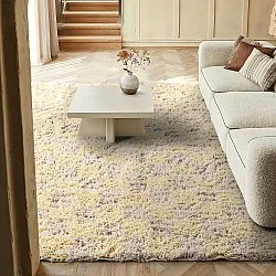 Tappeto A Pelo Lungo - Methoni Check Cotton Shaggy (crema/giallo chiaro)