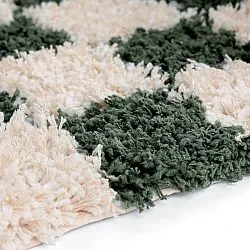 Tappeto A Pelo Lungo - Methoni Check Cotton Shaggy (crema/verde)