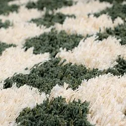 Tappeto rotondo - Methoni Check Cotton Shaggy (crema/verde)
