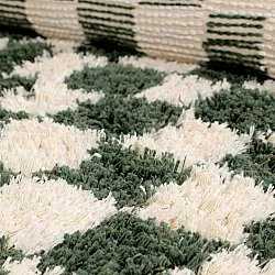 Tappeto rotondo - Methoni Check Cotton Shaggy (crema/verde)