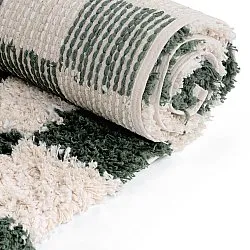 Tappeto A Pelo Lungo - Methoni Check Cotton Shaggy (crema/verde)