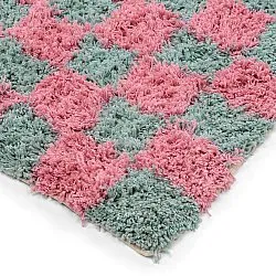 Tappeto A Pelo Lungo - Methoni Check Cotton Shaggy (azzurro chiaro/rosa chiaro)