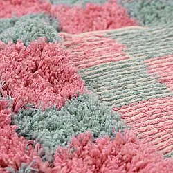 Tappeto A Pelo Lungo - Methoni Check Cotton Shaggy (azzurro chiaro/rosa chiaro)