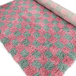 Tappeto A Pelo Lungo - Methoni Check Cotton Shaggy (azzurro chiaro/rosa chiaro)