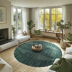 Tappeto rotondo - Rani Natural Cotton Shaggy (verde)