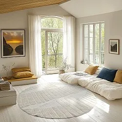 Tappeto rotondo - Rani Natural Cotton Shaggy (bianco)