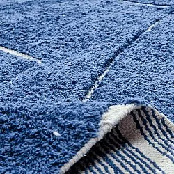 Tappeto rotondo - Sivia Natural Cotton Shaggy (blu)