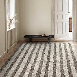 Tappeto A Pelo Lungo - Thira Stripe Cotton Shaggy (crema/taupe)