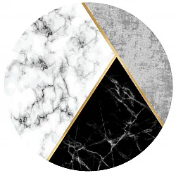 Tappeto rotondo - Savino (nero/bianco/grigio)