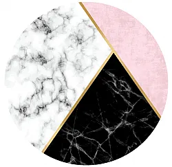 Tappeto rotondo - Savino (nero/bianco/rosa)