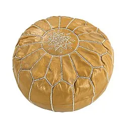 Pouf - Pouf In Pelle Dal Morocco (giallo/bianco)