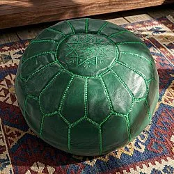Pouf - Pouf In Pelle Dal Morocco (verde scuro)