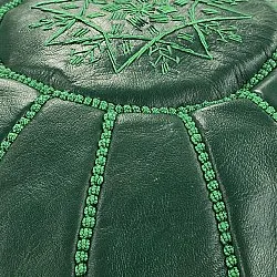 Pouf - Pouf In Pelle Dal Morocco (verde scuro)