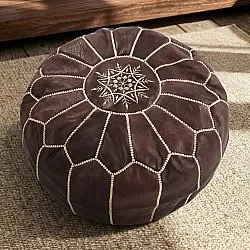 Pouf - Pouf In Pelle Dal Morocco (marrone scuro)
