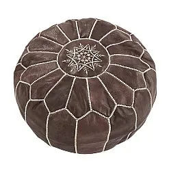 Pouf - Pouf In Pelle Dal Morocco (marrone scuro)