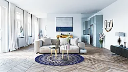 Tappeto rotondo - Sandrigo (blu/beige)