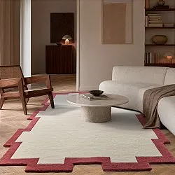 Tappeto In Lana - Agra Hand Tufted Wool Premium (crema/rosso)