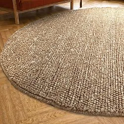 Tappeto rotondo - Avafors Wool Bubble (marrone chiaro/bianco)