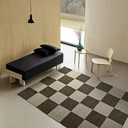 Tappeto In Lana - Scacco (nero/beige)
