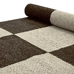 Tappeto In Lana - Scacco (nero/beige)