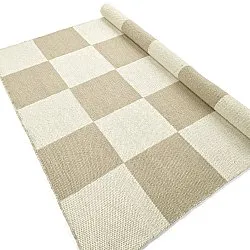 Tappeto In Lana - Scacco (bianco/beige)