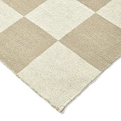 Tappeto In Lana - Scacco (bianco/beige)
