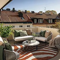 Tappeto rotondo - Indoor/Outdoor Winona (arancia)