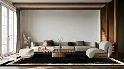 Tappeto Wilton - Vilia (nero/bianco/oro)